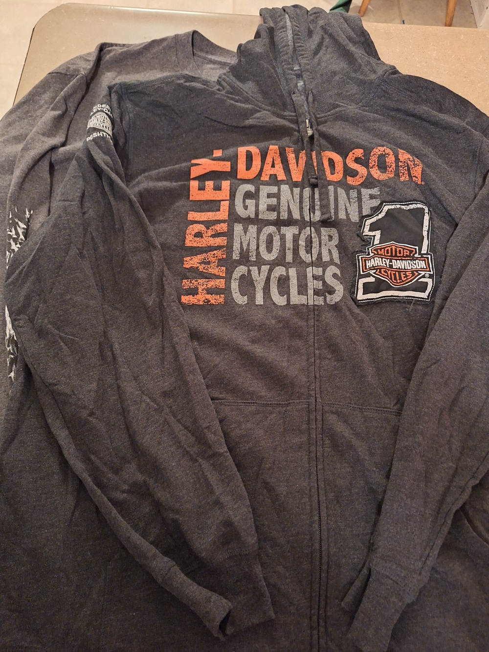 Harley-Davidson Men's Charcoal Zip Ling Sleeve Shirt Lot - Genuine Motor Cycles